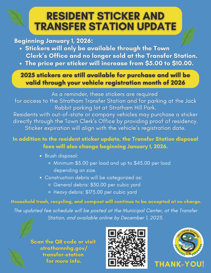 Resident Sticker And Transfer Station Update. 